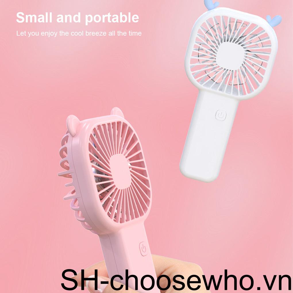 Quạt Điện Làm Mát Cầm Tay 3 Tốc Độ Tùy Chỉnh Kèm Giá Đỡ Điện Thoại Tiện Dụng Cho Mùa