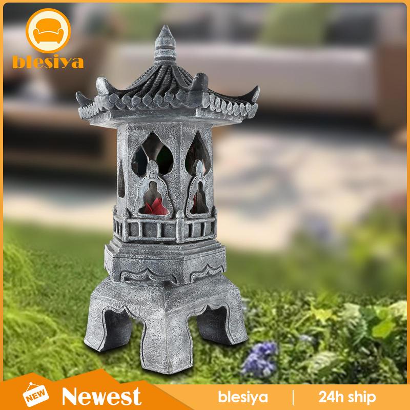 [Blesiya] Bức Tượng Đèn Lồng Năng Lượng Mặt Trời Polyresin Cho Lối Đi Nông Trại