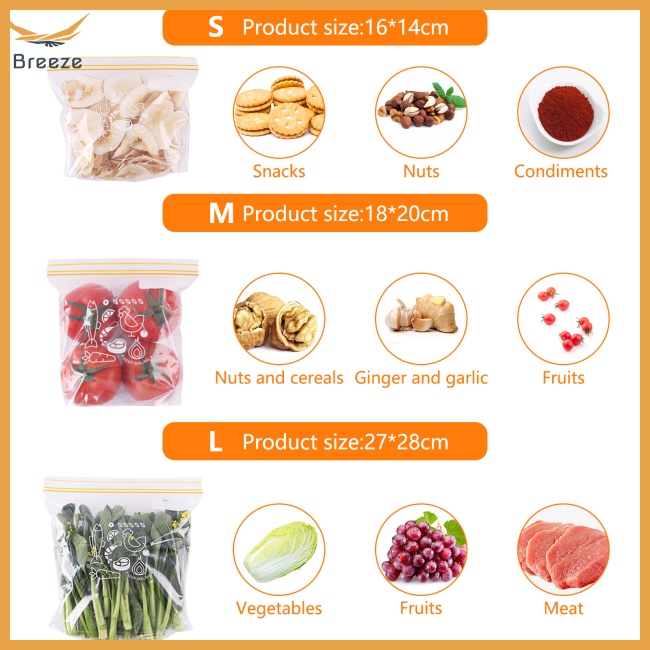 Set 85 Túi Đựng Thực Phẩm Trong Suốt 3 Kích Cỡ Lớn Có Thể Tái Sử Dụng