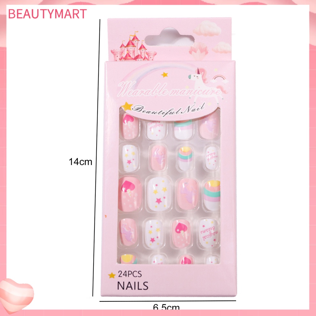 Hộp 24 Móng Tay Giả Tự Dính Siêu Mỏng Họa Tiết Hoạt Hình Giáng Sinh Có Thể Tháo Rời Cho Nữ