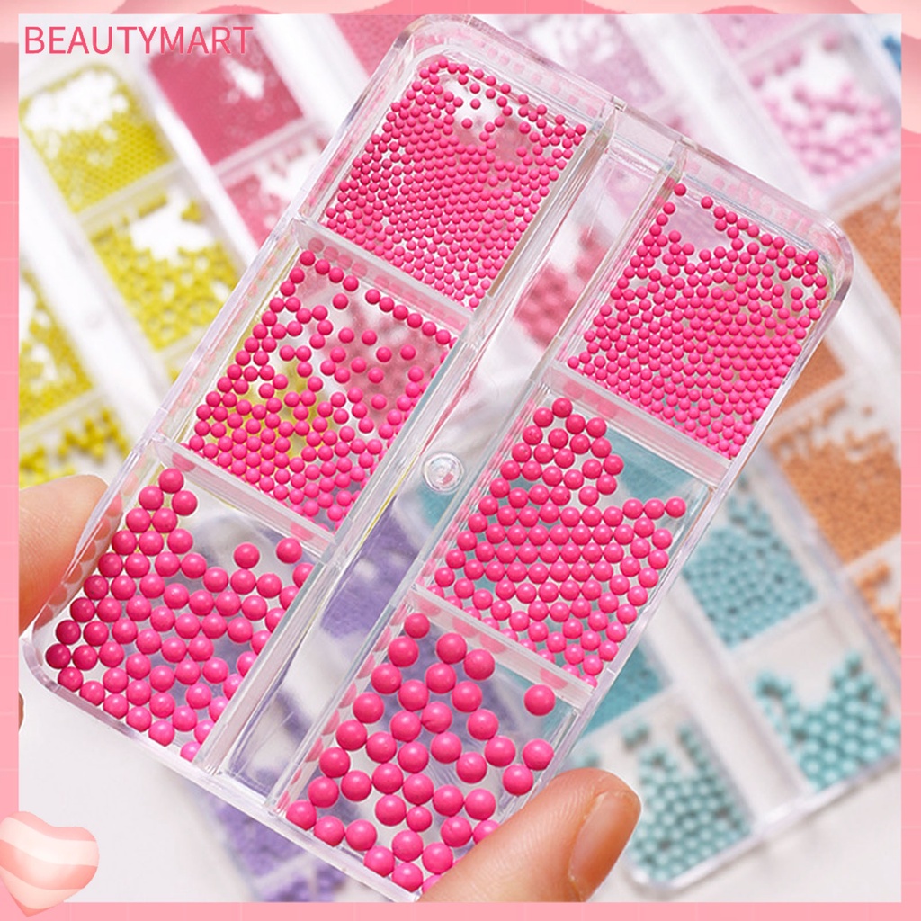 Hộp Hạt 3D Màu Trơn Tự Trang Trí Móng Tay Nghệ Thuật