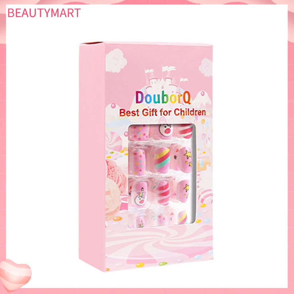 Set 84 / 7 Tấm Móng Tay Giả Che Phủ Toàn Diện Tháo Rời Được Nhiều Màu Dễ Thương Dành Cho Trẻ Em
