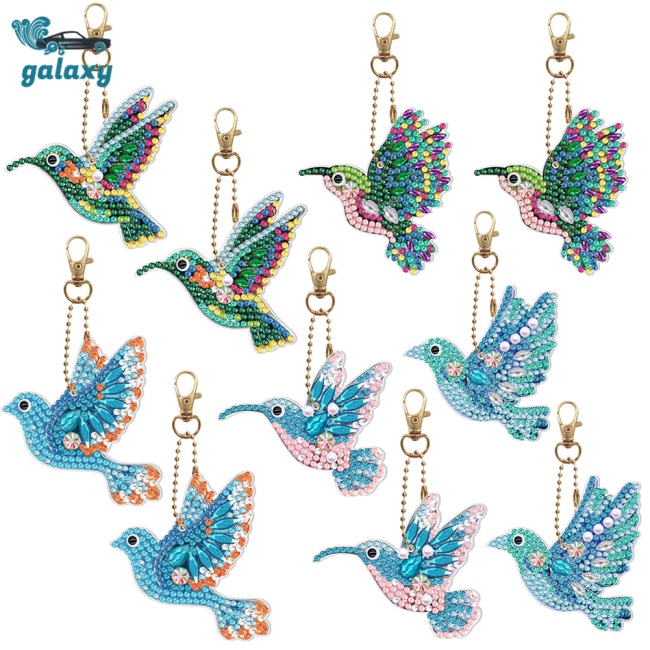 Galaxy Set 10 Móc Khóa Đính Đá Nhiều Màu Sắc Dễ Thương