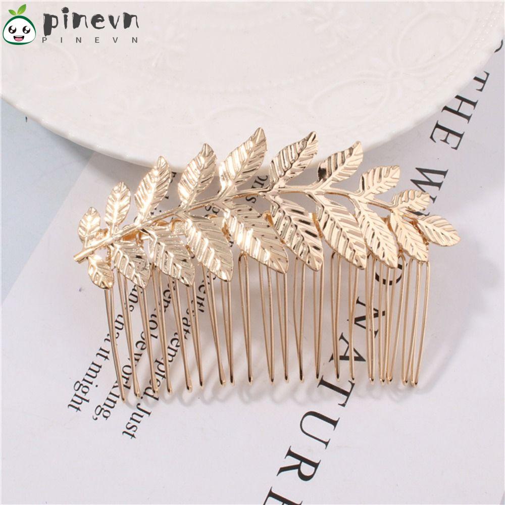 2 Lược Cài Tóc Hình Chiếc Lá Màu Vàng Xinh Xắn Cho Cô Dâu