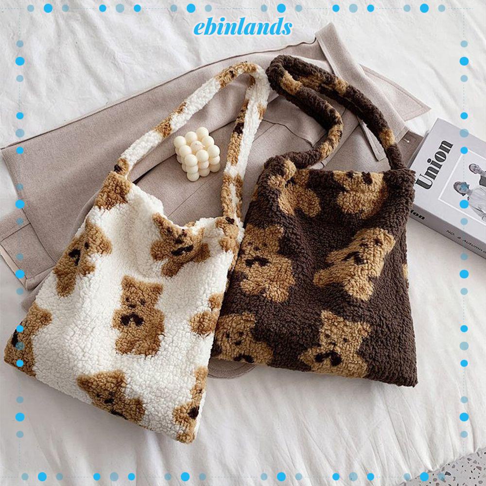 EBINLANDS Túi Xách Lông Xù Đeo Vai Thời Trang Dành Cho Nữ