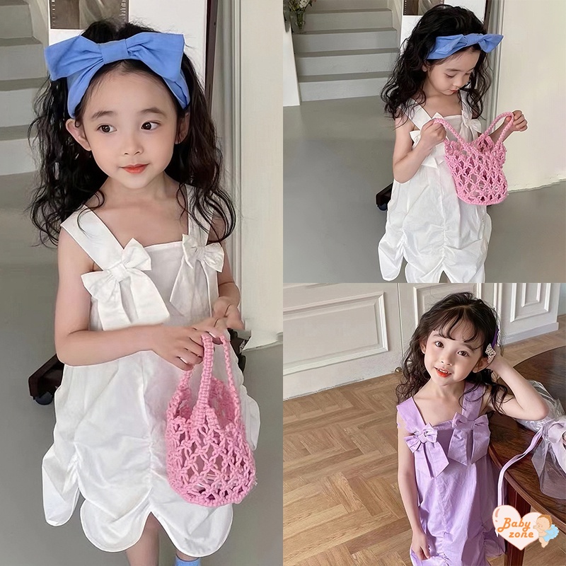 Bộ Khung Đồ Chơi Cho Bé❤Đầm Công Chúa Hai Dây Dài Đến Đầu Gối Bằng Vải Cotton Thời Trang Ngọt Ngào Cho Bé Gái
