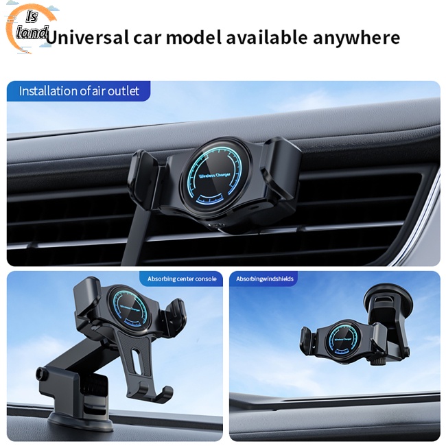 Giá Đỡ Điện Thoại Kiêm Sạc Nhanh Không Dây 15w T3 Mini Cảm Ứng Chạm Gắn Lỗ Thông Gió Xe Hơi