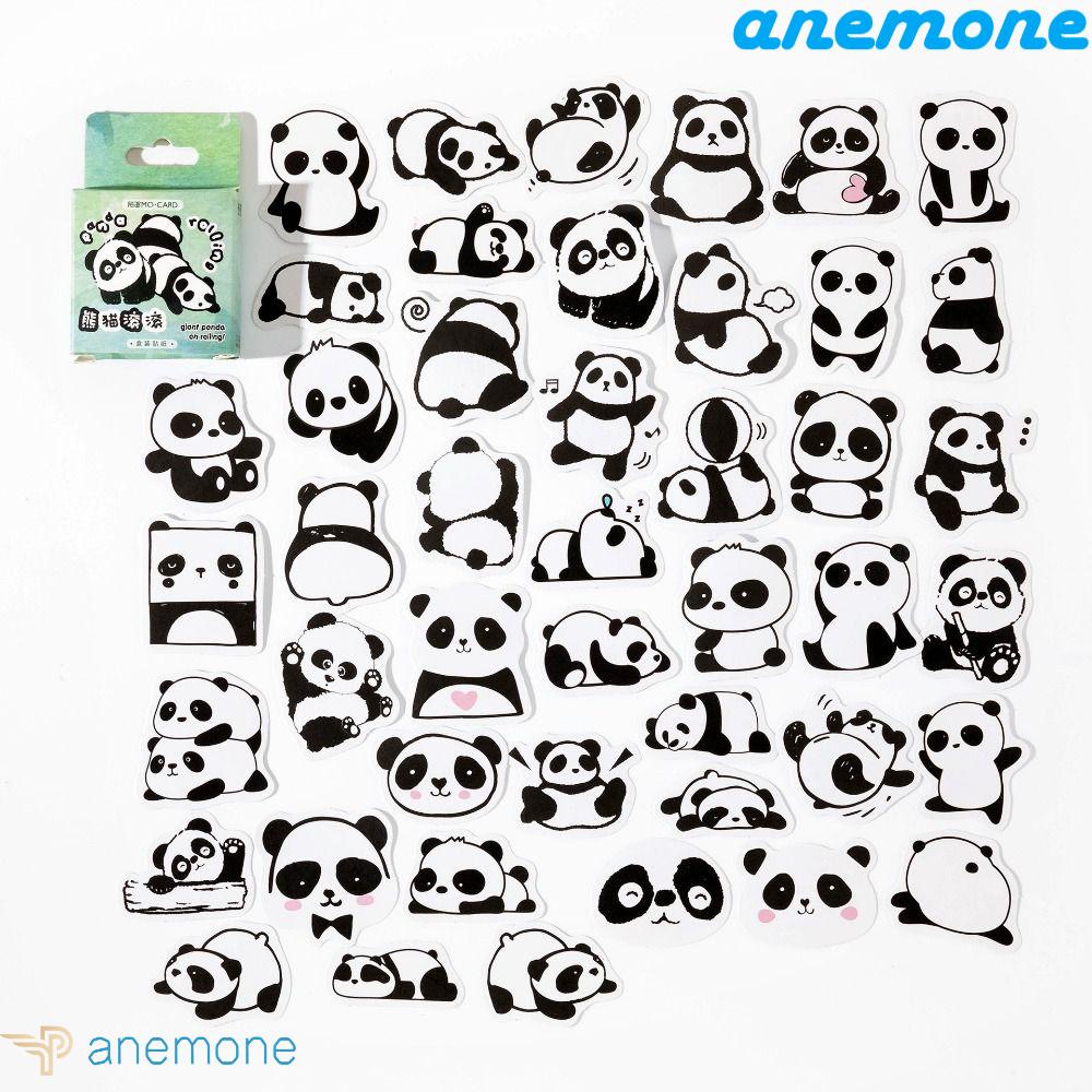 Hộp 45 Miếng Dán Hình Gấu Trúc Dễ Thương Trang Trí Ván Trượt / Ô Tô