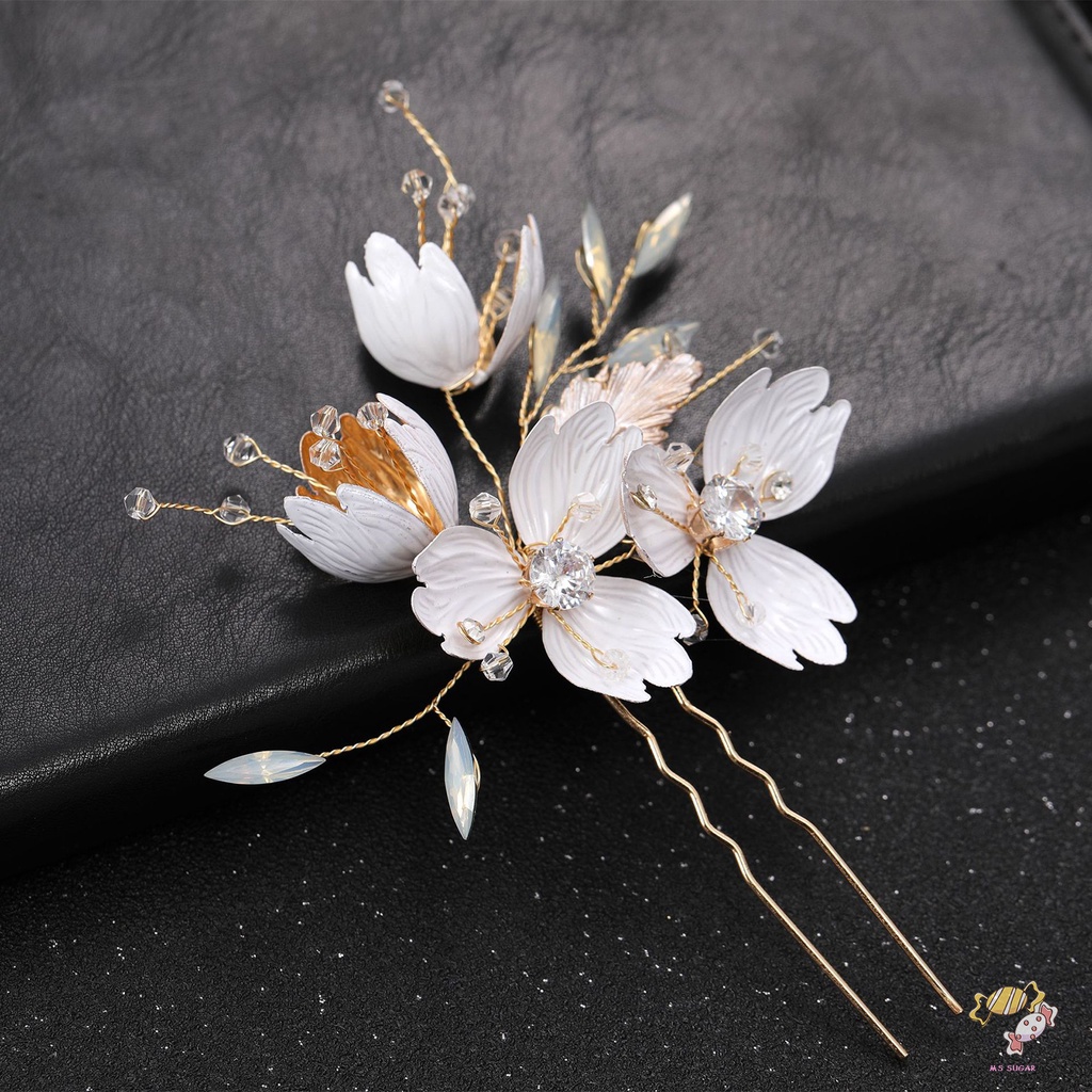 YADORNOS Trâm Cài Tóc Chữ U Hình Hoa Đính Ngọc Trai Bằng Hợp Kim Cho Cô Dâu