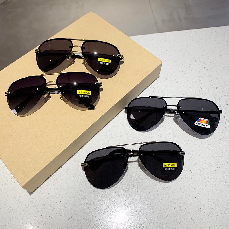 Kính Mát Phân Cực Gọng Kim Loại Thời Trang Cho Nam