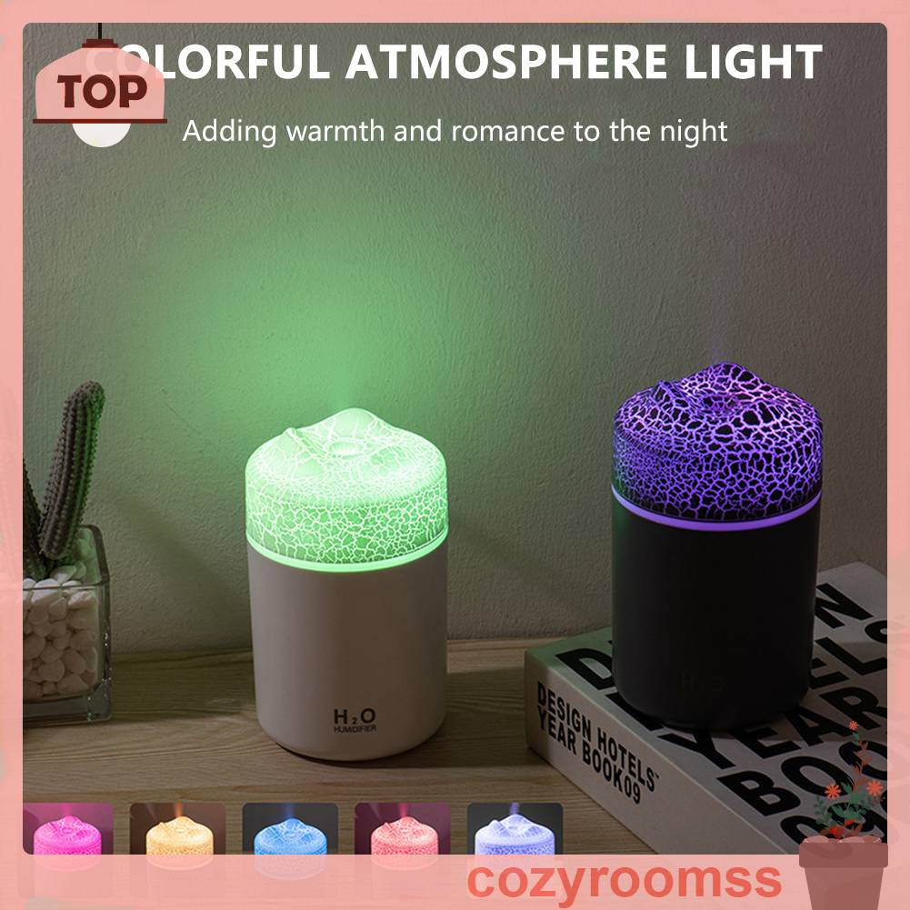 Máy Phun Sương Tạo Độ Ẩm Không Khí 300ml Có Đèn Nhiều Màu