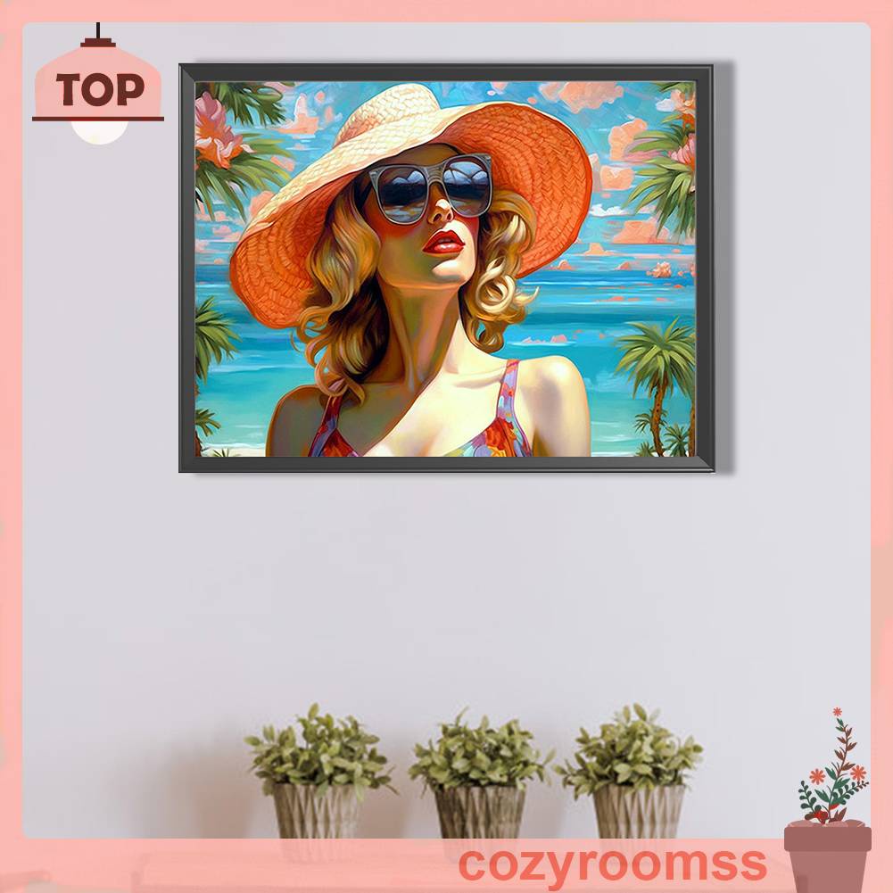 Tranh Đính Đá Kim Cương Toàn Bộ 5D DIY Hình Vẽ Người Phụ Nữ Trang Trí Nhà Cửa