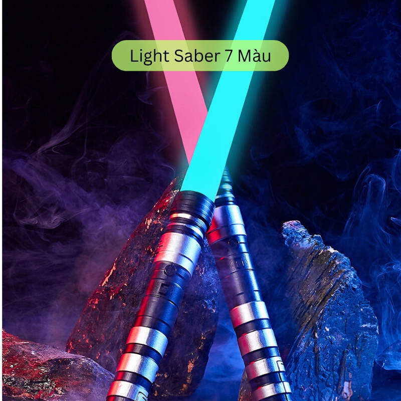 Bộ 2 Kiếm Ánh Sáng Đồ Chơi Light Saber 7 Màu Sắc Dài 75cm, Có Âm Thanh, Có Thể Ghép Đôi Dùng Pin AAA