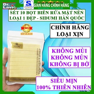 Set 10 Miếng bông mút rửa mặt dạng nén loại 1 tốt spa hàn quốc chính hãng Sidumi bọt biển rửa mặt nở cao cấp hàng xịn