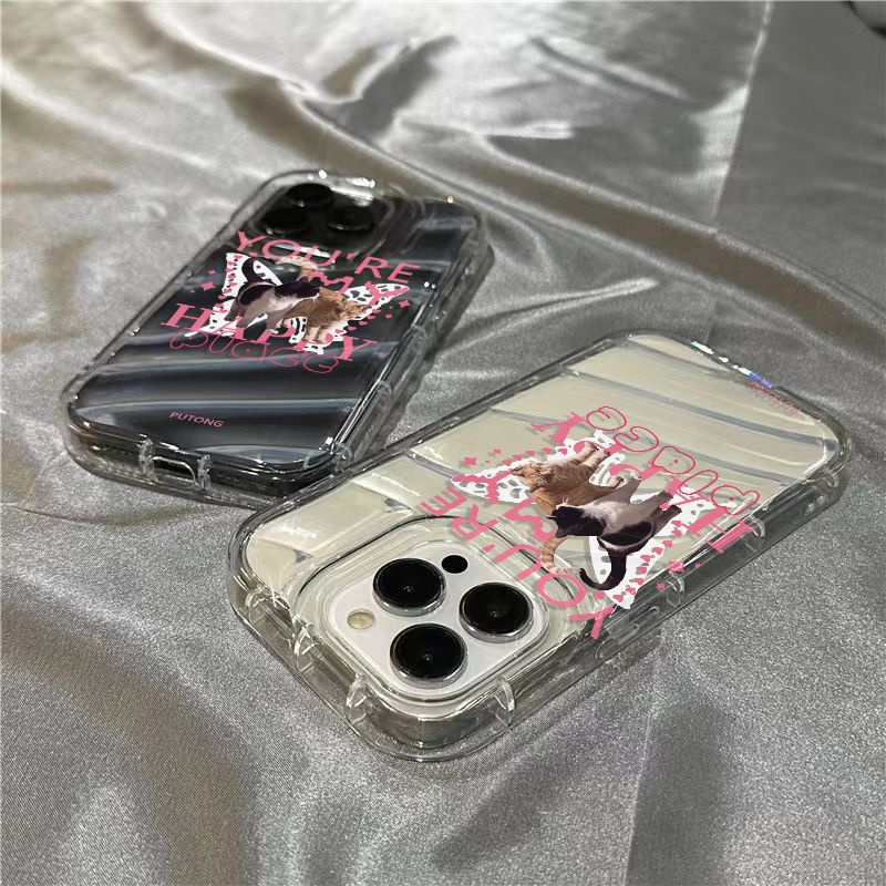 Ốp Điện Thoại Mềm Trong Suốt In Hình Mèo Và Chữ Cho Iphone 14Promax 1312 / 11 7 / 8plus xr