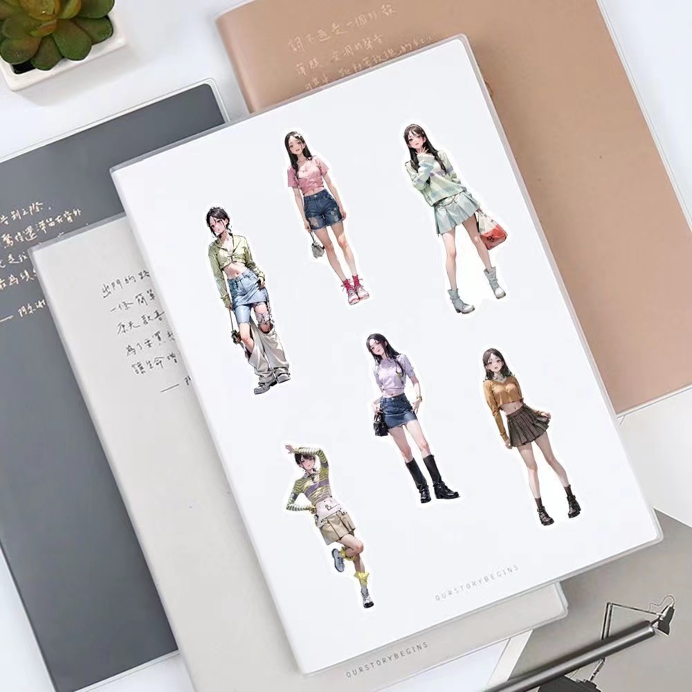 Bộ 57 Miếng Dán Hình Cô Gái anime Dễ Thương Chống Thấm Nước