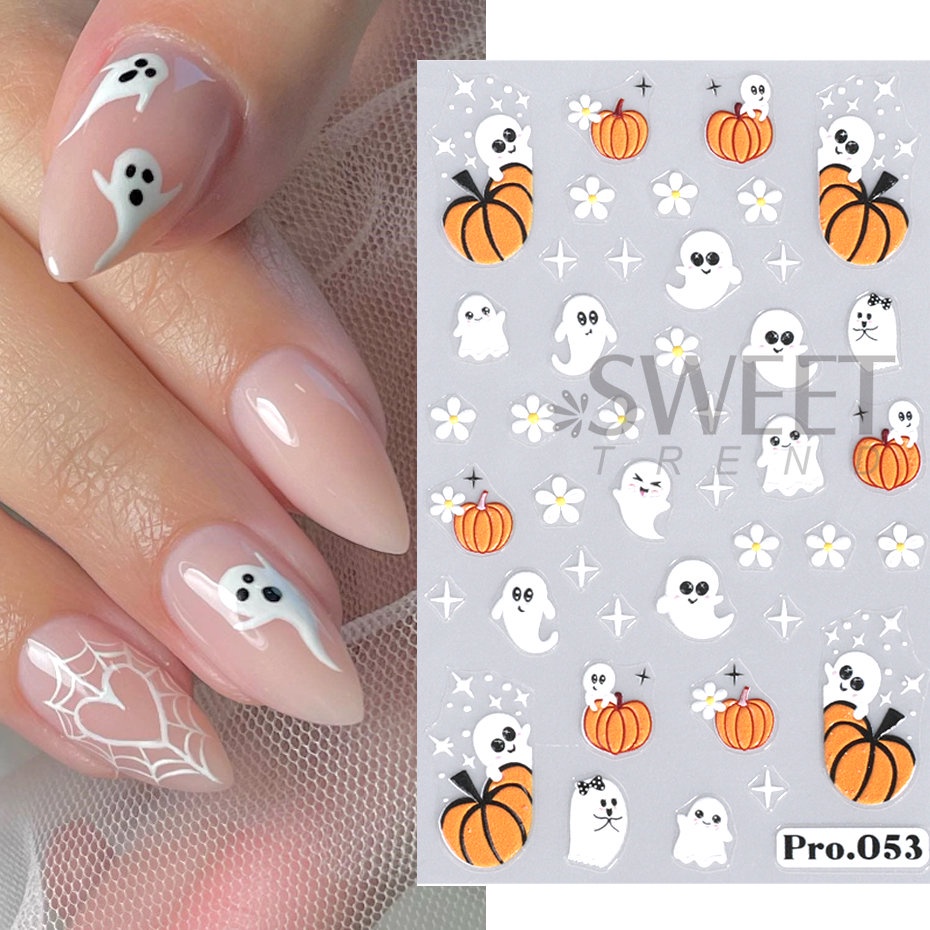 Miếng Dán Trang Trí Móng Tay Họa Tiết Halloween 5D Độc Đáo