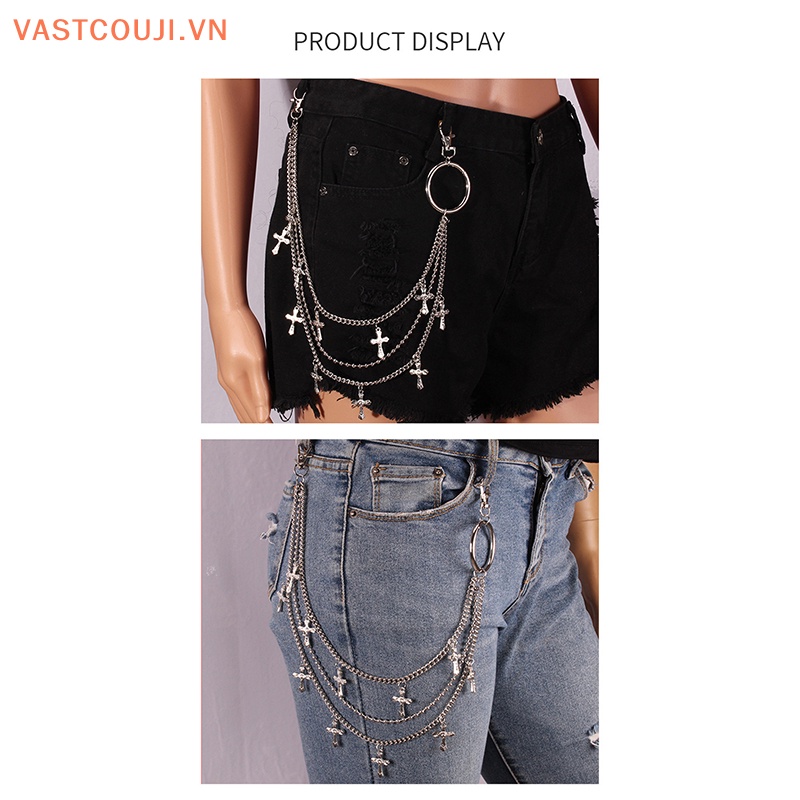 Dây Xích Kim Loại Đeo Thắt Lưng Quần Jean Nhiều Lớp VASTJI Punk Cho Nữ