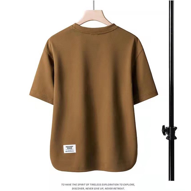 Áo Thun Tay Ngắn Cổ Tròn Màu Trơn Đơn Giản Thời Trang Xuân Hè Mới 2023 Size Lớn M-3xl