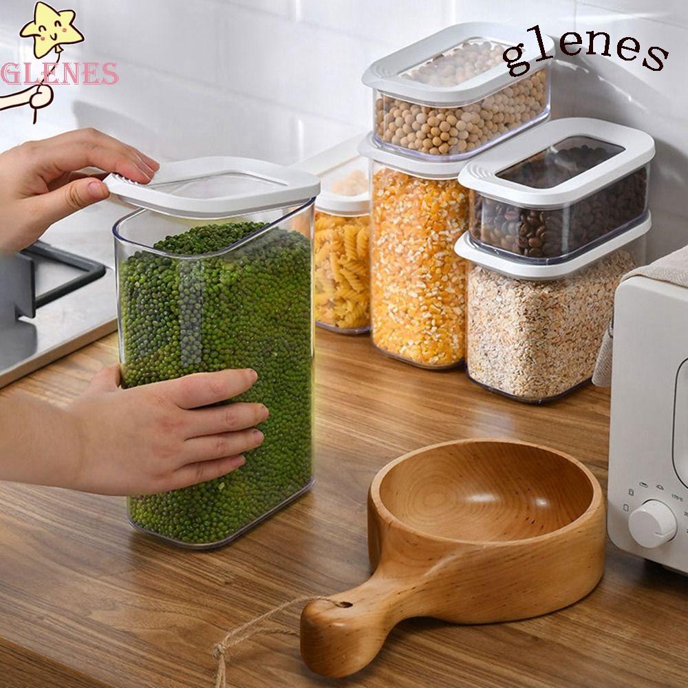 GLENES Hộp Nhựa Đựng Thực Phẩm Có Nắp Chống Bụi Tiện Dụng Cho Nhà Bếp