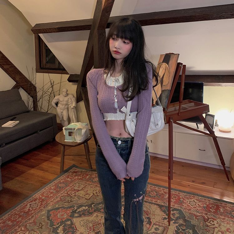 Bộ Áo Hai Dây Dáng Ngắn Kèm Áo Khoác Cardigan Thời Trang Xuân Hè 2023 Cho Nữ