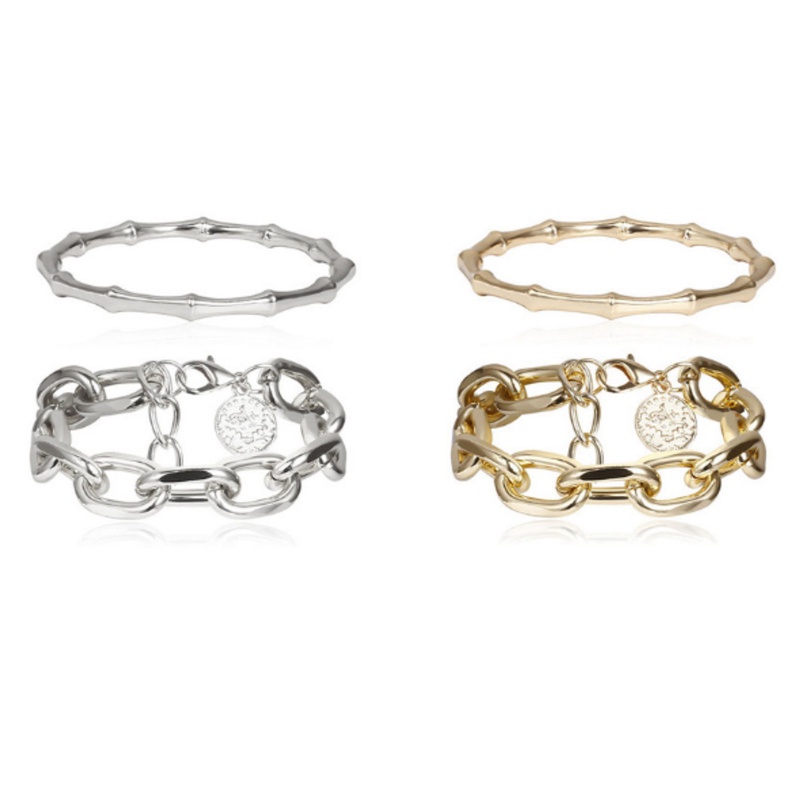 Ygt Set 2 Vòng Tay Chuỗi Hạt Tre Nhiều Lớp Phong Cách Retro Cho Nữ