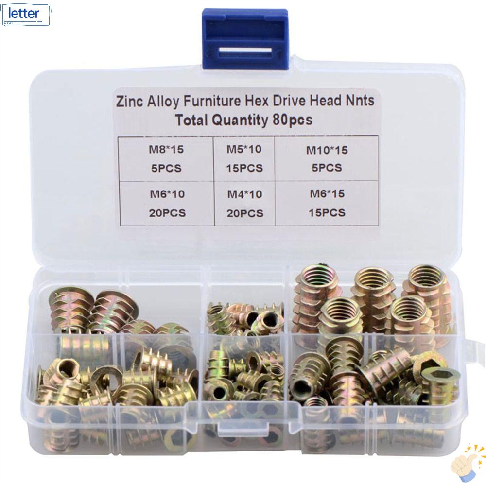 LET Set 80 Đai Ốc Hợp Kim Kẽm Hình Chữ T Cho Đồ Nội Thất Gỗ M4 M5 M6 M8 M10