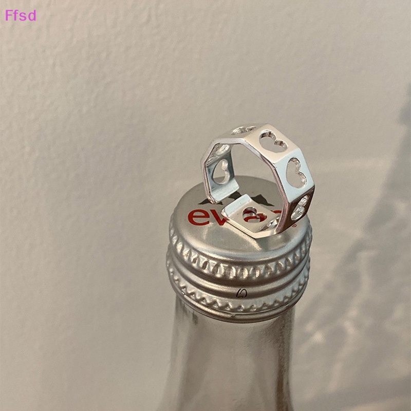 {Ffsd} Nhẫn Hở Họa Tiết Hình Học Trái Tim Rỗng Đơn Giản Điều Chỉnh Được Trang Sức Thời Trang Tối Giản Làm Quà Tặng Tiệc