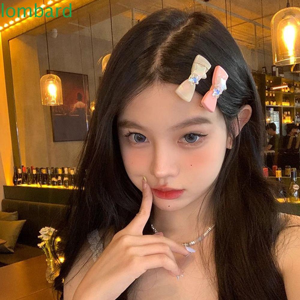 LOMBARD Kẹp Tóc Nơ Đính Đá Thời Trang Dành Cho Nữ