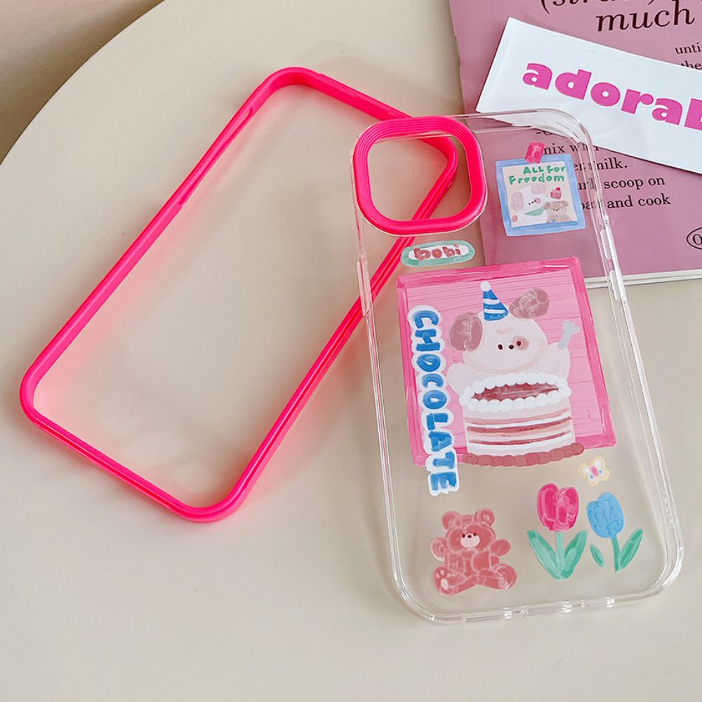 Ốp Điện Thoại TPU Mềm Chống Sốc 3 Trong 1 In Hình Gấu Dễ Thương Cho IPhone 14 13 12 11 Pro Max X XR 8 7 Plus
