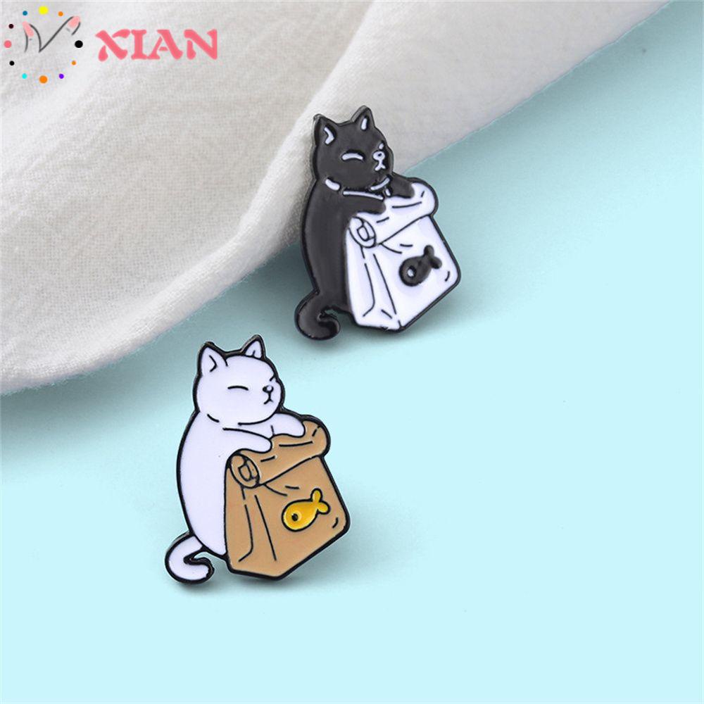 XIANTIN Ghim Cài Áo Hình Chú Mèo Tráng Men Dễ Thương