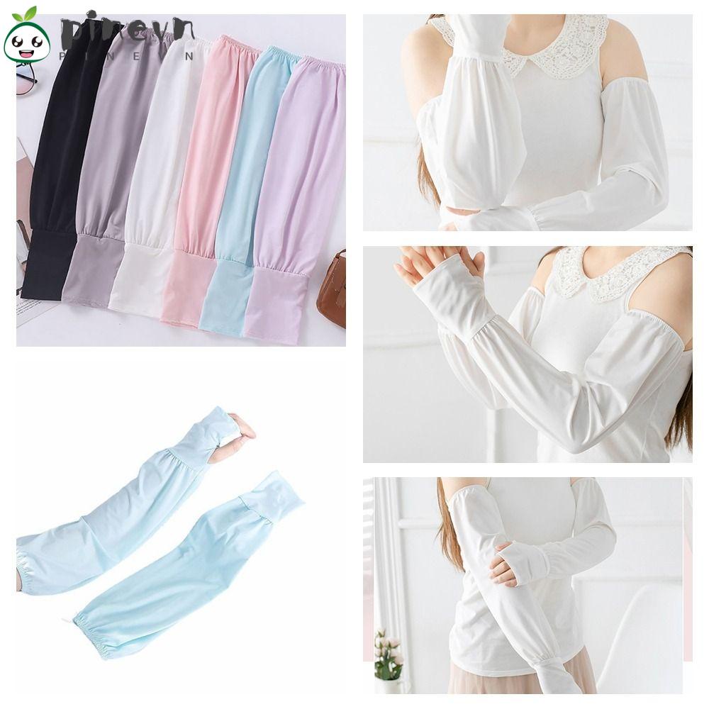 PINEVN Găng Tay Chống Nắng Bằng Lụa Lạnh Mỏng Dáng Rộng Bảo Vệ Tia UV Ngoài Trời