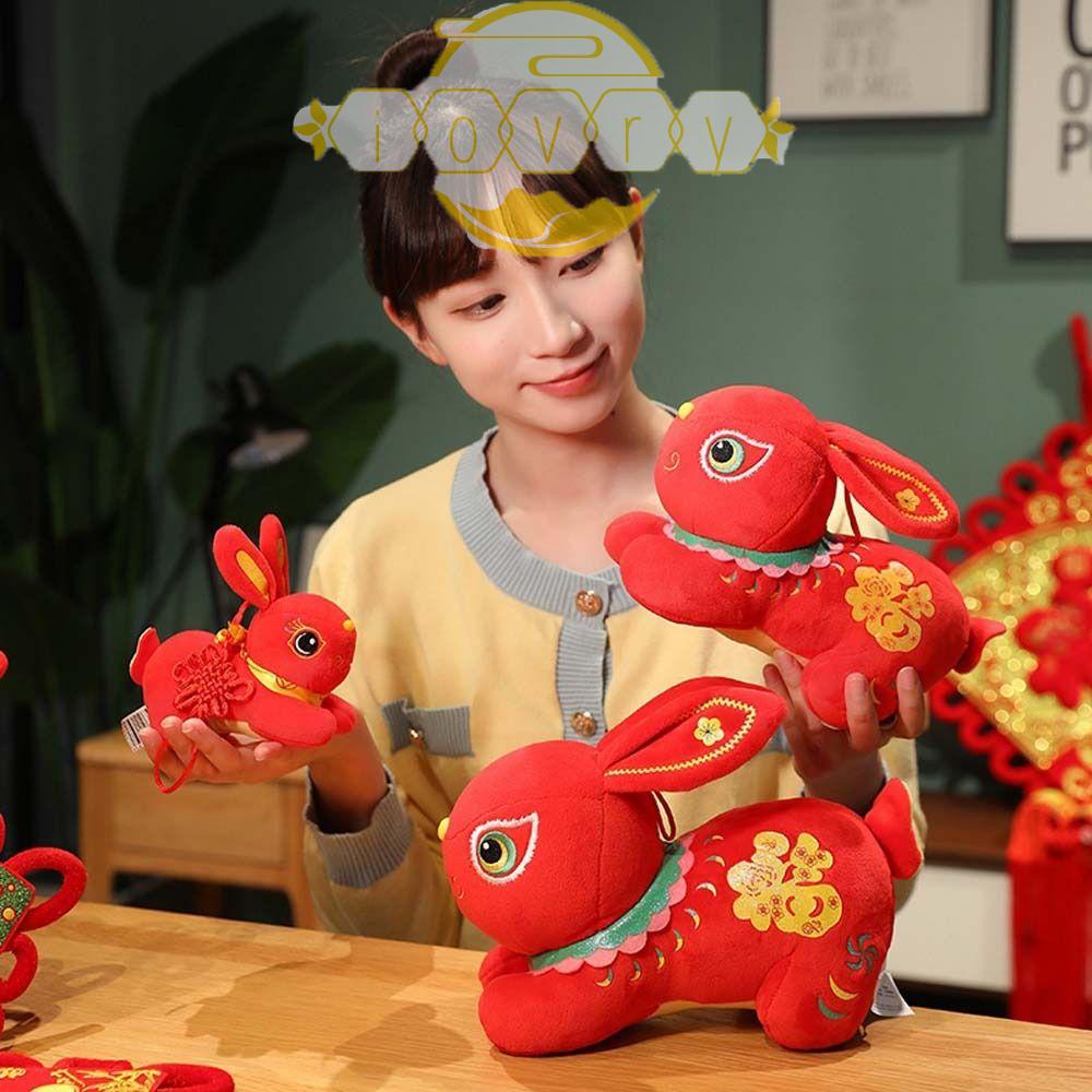 IVORY Thỏ Nhồi Bông Mềm Mại Phong Cách Trung Hoa Dễ Thương Dùng Trang Trí Nhà Cửa