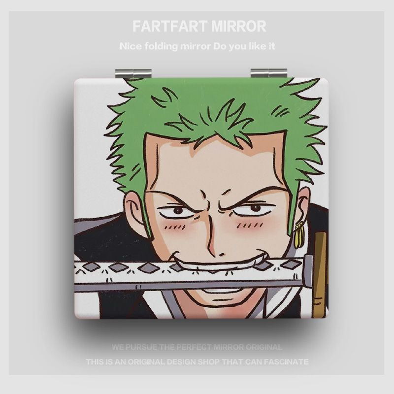 Gương Trang Điểm Mini Gấp Gọn Họa Tiết Hoạt Hình One Piece Đẹp Mắt