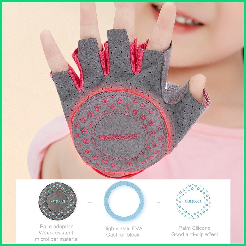 Găng Tay Hở Ngón Chống Trượt In Họa Tiết Xinh Xắn Dành Cho Các Bé
