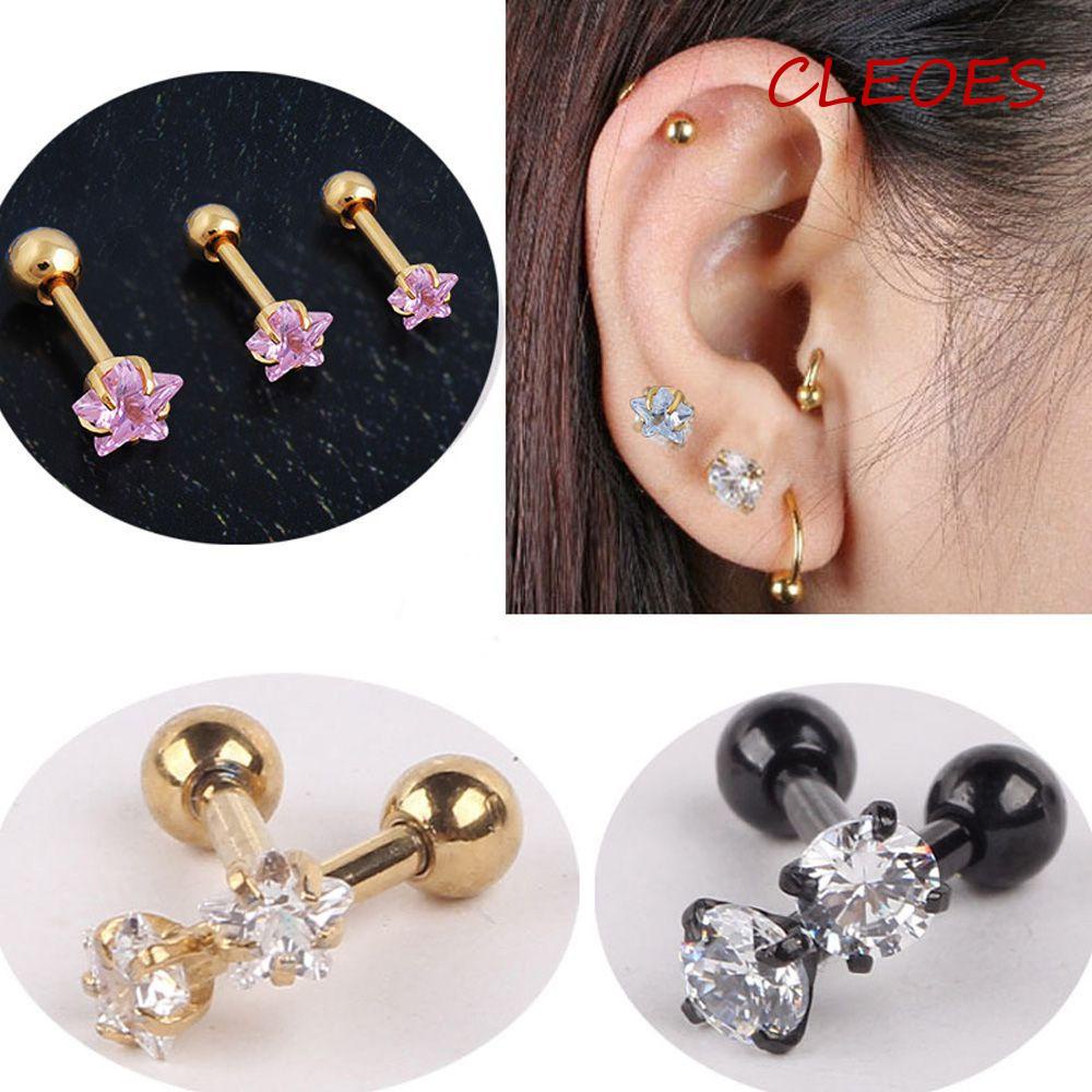 CLEOES Khuyên Tai Hình Quả Tạ Bằng Thép Không Gỉ Thời Trang