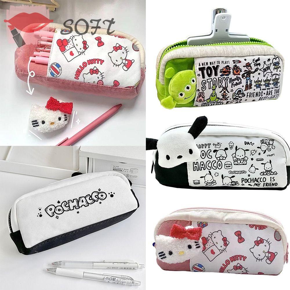 SOFTNESS Túi Đựng Bút Bằng Vải In Họa Tiết Chó Pacha Sức Chứa Lớn Sắp Xếp Gọn Gàng Cho Trường Học / Văn Phòng