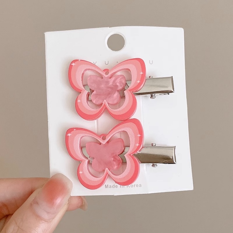 Set 2 Kẹp Tóc Hình Bướm Nhiều Màu Sắc Dễ Thương Phong Cách Hàn Quốc