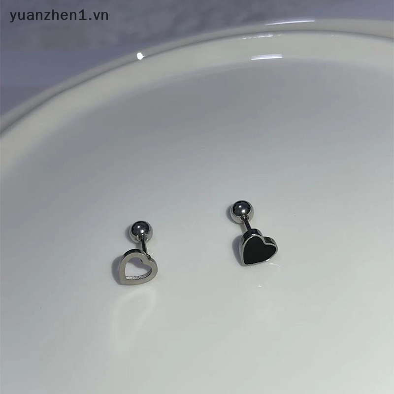 1 Khuyên Tai Dạng Xoắn Ốc Khoét Lỗ Trái Tim Đơn Giản Cho Nữ