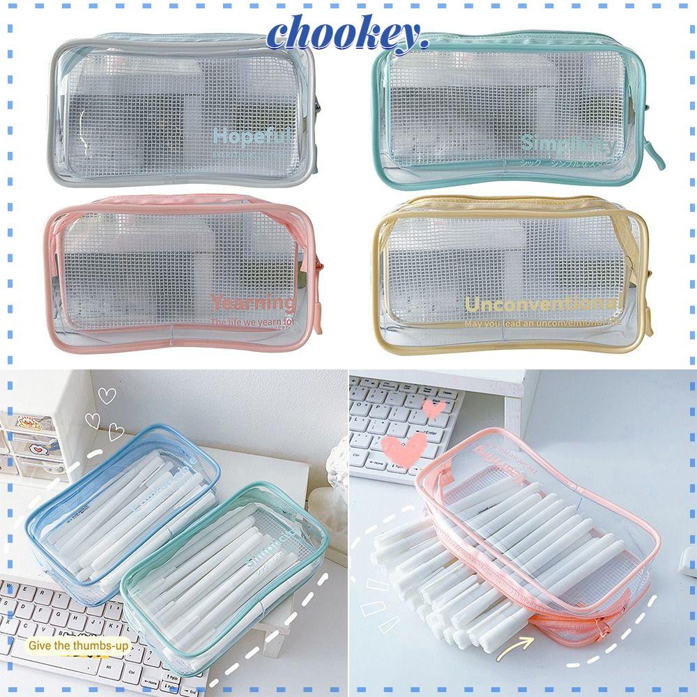 CHOOKEY Túi Đựng Bút Thiết Kế Trong Suốt Tiện Lợi Chất Lượng Ốp