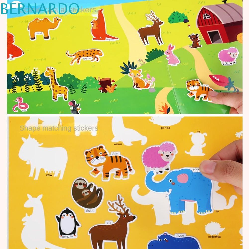 BERNARDO Sticker Dán Hình Hoạt Hình Nhiều Mảnh Ghép DIY Có Thể Tái Sử Dụng Cho Trẻ Em