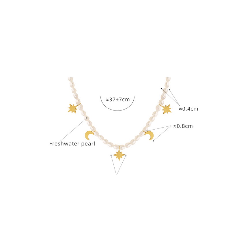 Vòng cổ Ngọc Trai Mặt Trăng Và Ngôi Sao Lãng Mạn Cao Cấp Phong Cách Pháp