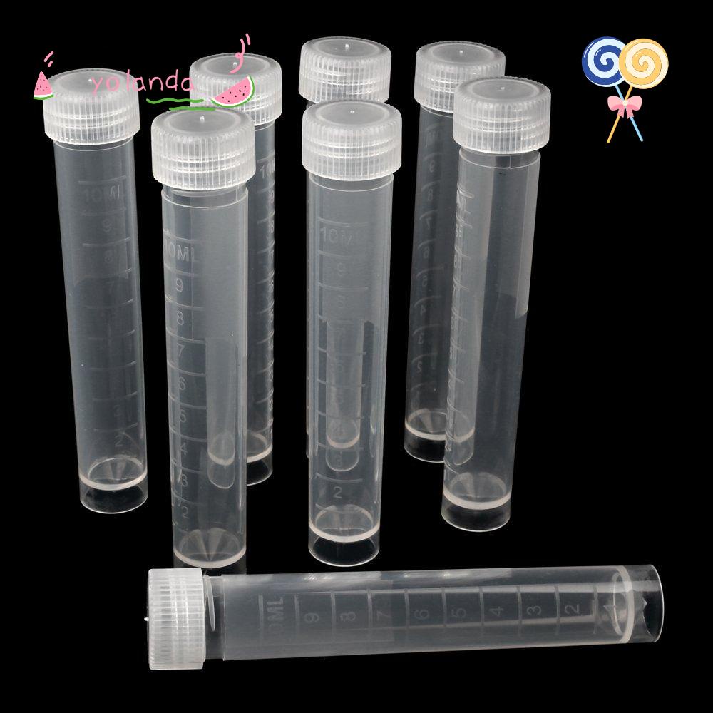 YOLA Bộ 10 Ống Nghiệm Nhựa Có Nắp Đậy 10ml 90mm * 15mm