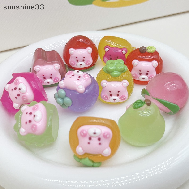 Gấu Bông Trái Cây Mini Bằng Resin Phát Sáng Nhiều Màu Sắc Trang Trí Tiểu Cảnh DIY