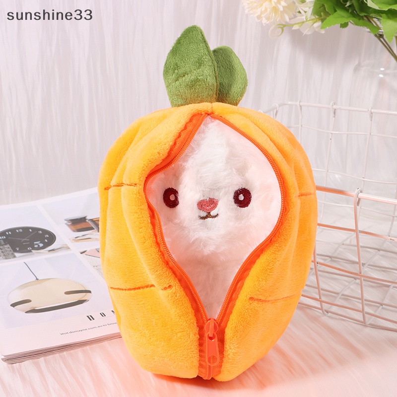 1 Thỏ Nhồi Bông Ẩn Trong Túi Dâu Tây / Cà Rốt Dễ Thương