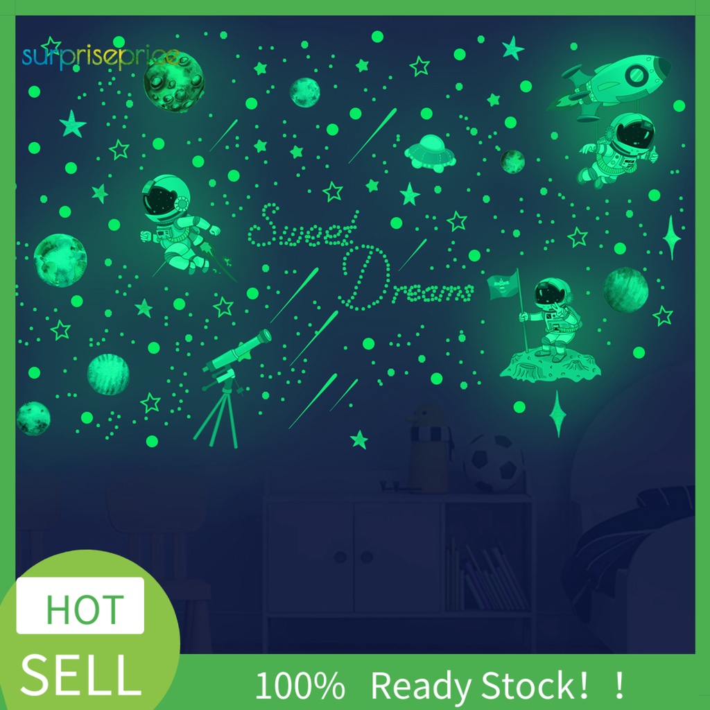 1 Bộ Miếng Dán Tường Bằng PVC Dạ Quang Tự Dính Chống Bức Xạ Họa Tiết Phi Hành Gia Trang Trí Nhà Cửa