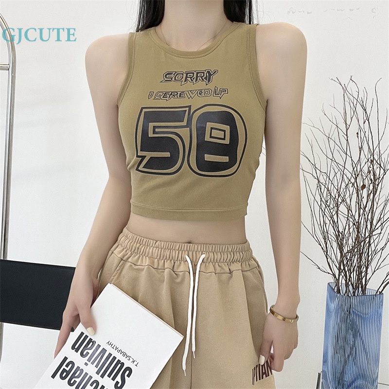 Áo Thun Không Tay Cổ Tròn In Chữ Thời Trang Mùa Hè Dễ Thương Cho Nữ