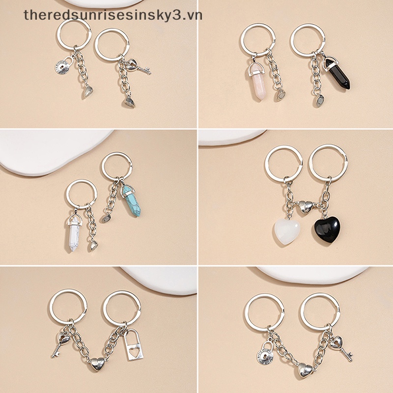 Móc Khóa Hình Trái Tim Đính Đá Pha Lê Từ Tính Thời Trang