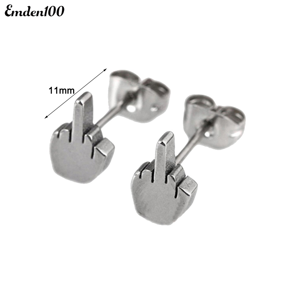 Bông Tai Đinh Tán Bằng Thép Không Gỉ Chống Dị Ứng Họa Tiết Ngón Tay Cho Cuộc Sống Hàng Ngày