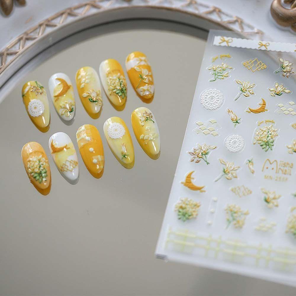 ANEMONE Miếng Dán Trang Trí Móng Tay Họa Tiết Hoa Bướm Nhiều Màu Dành Cho Nữ